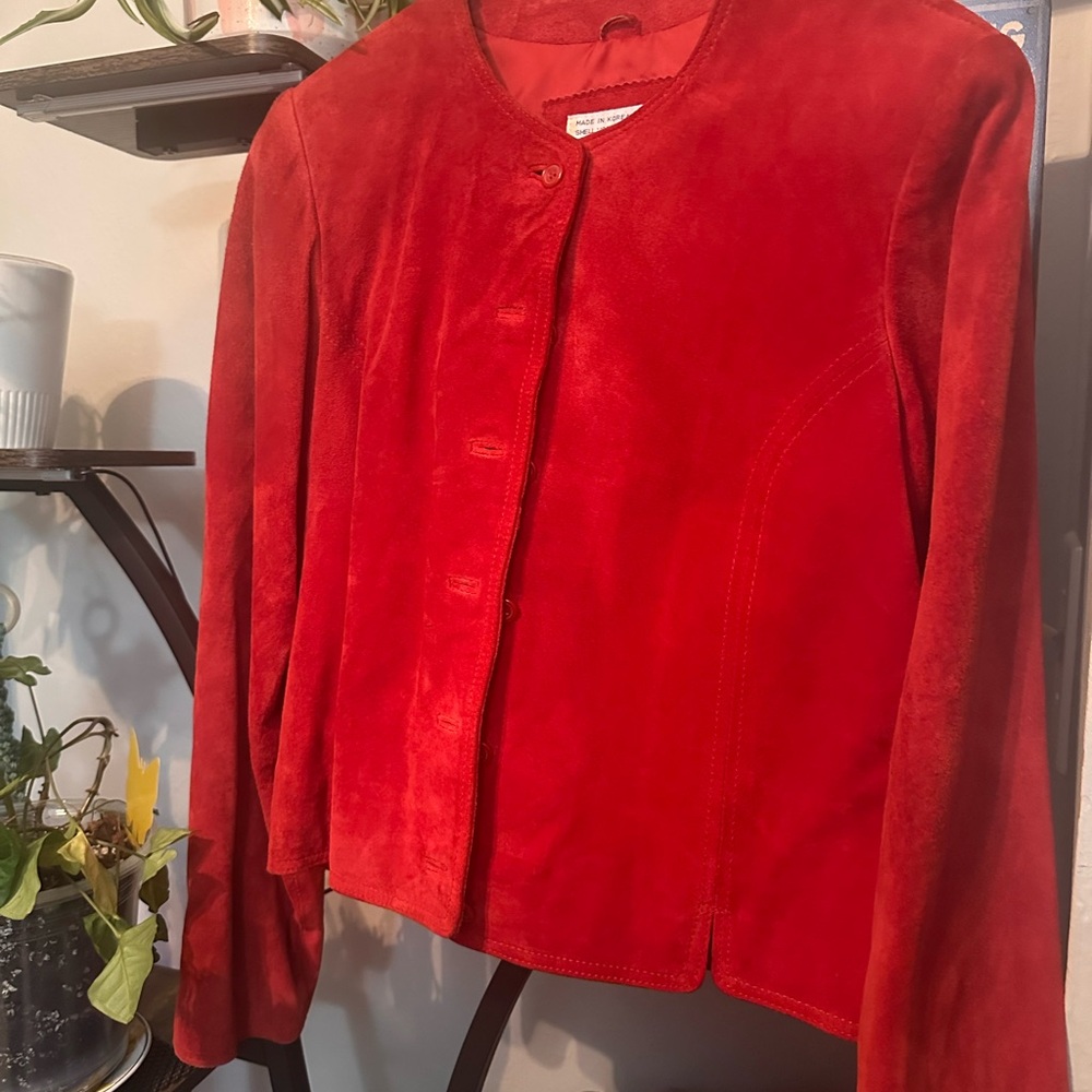 Jons Landing Korean Vibrant Red Suede Leather Jacket